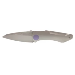 HOBACK KNIVES Summit 4.38in Stonewash Reverse Tanto Stonewash Titanium Handle With Purple Accents Folding Knife (JHKOSWP)