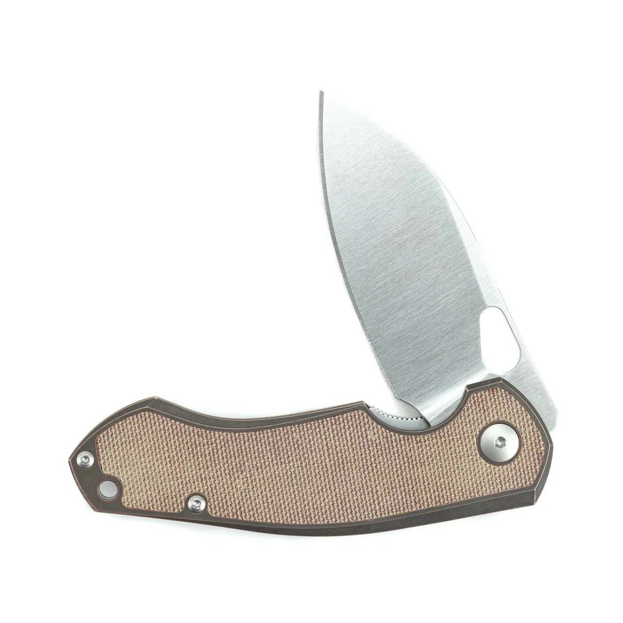 GIANTMOUSE ACE Biblio 2.875in Satin Drop Point Brown Micarta Inlay Bronze Handle Folding Knife (ABBNI) 4 GIANTMOUSE ACE Biblio 2.875in Satin Drop Point Brown Micarta Inlay Bronze Handle Folding Knife (ABBNI) - Image 2