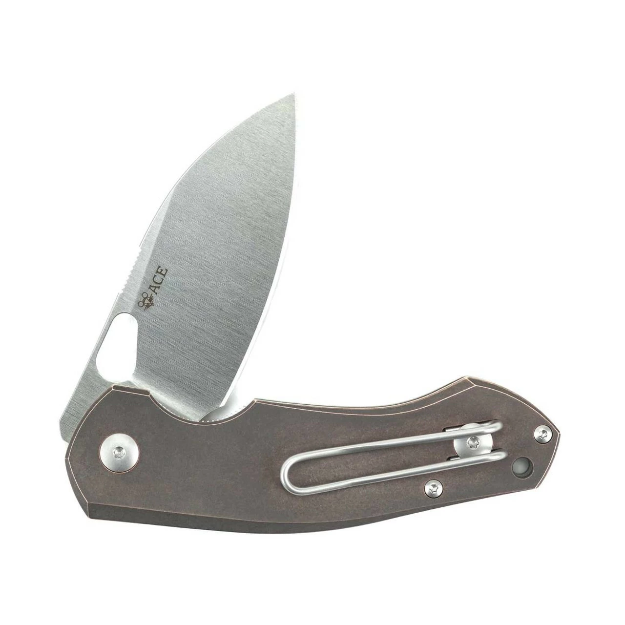 GIANTMOUSE ACE Biblio 2.875in Satin Drop Point Brown Micarta Inlay Bronze Handle Folding Knife (ABBNI) 5 GIANTMOUSE ACE Biblio 2.875in Satin Drop Point Brown Micarta Inlay Bronze Handle Folding Knife (ABBNI) - Image 3
