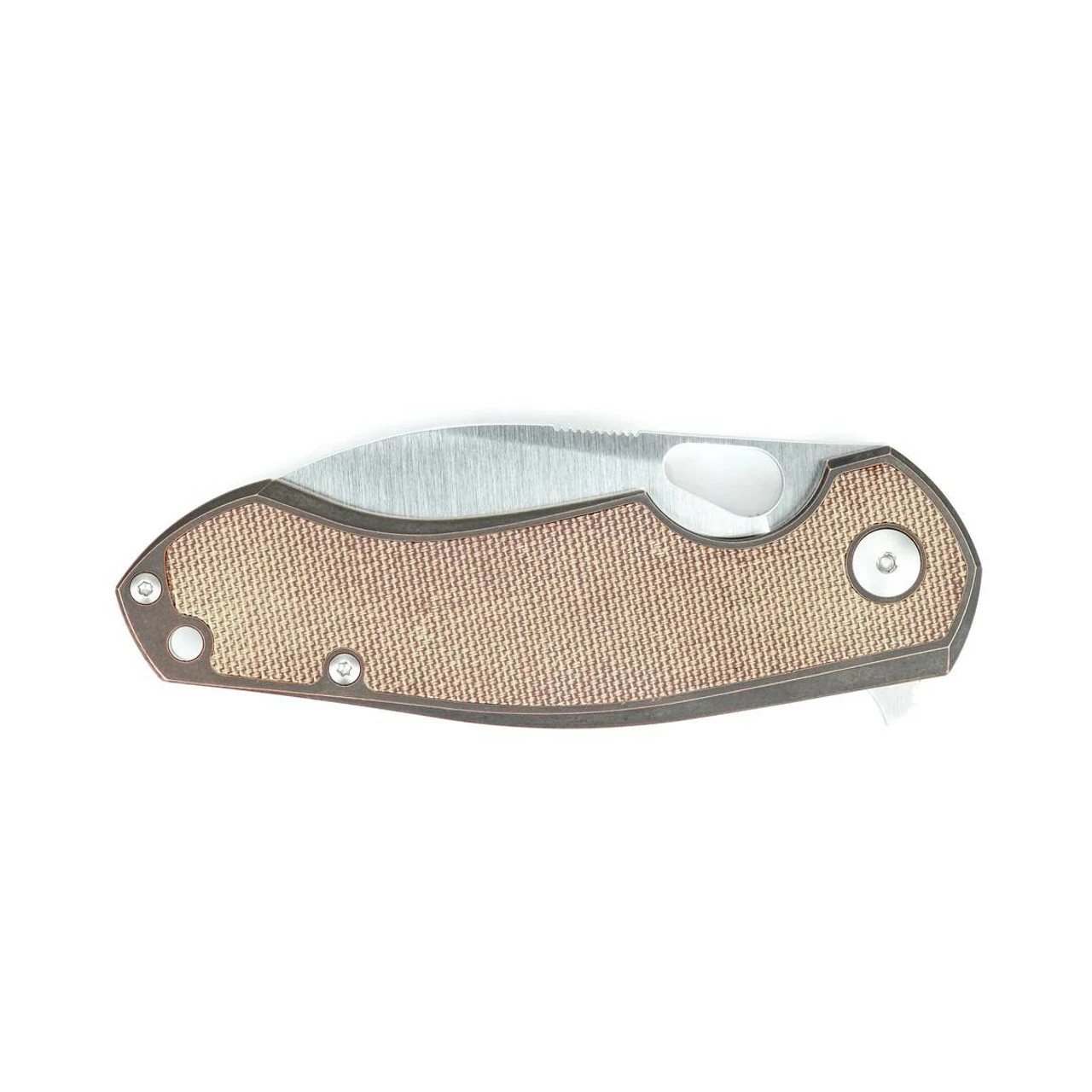GIANTMOUSE ACE Biblio 2.875in Satin Drop Point Brown Micarta Inlay Bronze Handle Folding Knife (ABBNI) 6 GIANTMOUSE ACE Biblio 2.875in Satin Drop Point Brown Micarta Inlay Bronze Handle Folding Knife (ABBNI) - Image 4