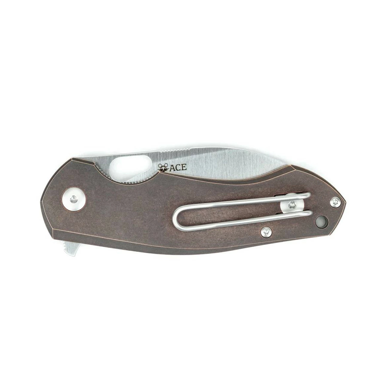 GIANTMOUSE ACE Biblio 2.875in Satin Drop Point Brown Micarta Inlay Bronze Handle Folding Knife (ABBNI) 7 GIANTMOUSE ACE Biblio 2.875in Satin Drop Point Brown Micarta Inlay Bronze Handle Folding Knife (ABBNI) - Image 5