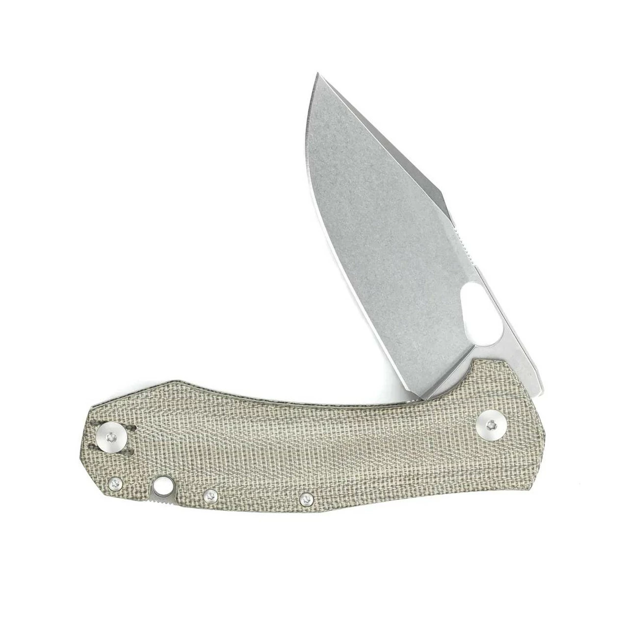 GIANTMOUSE Grand 3.31in Stonewash Clip Point Blade Green Micarta Handle Folding Knife (AGGM) 4 GIANTMOUSE Grand 3.31in Stonewash Clip Point Blade Green Micarta Handle Folding Knife (AGGM) - Image 2
