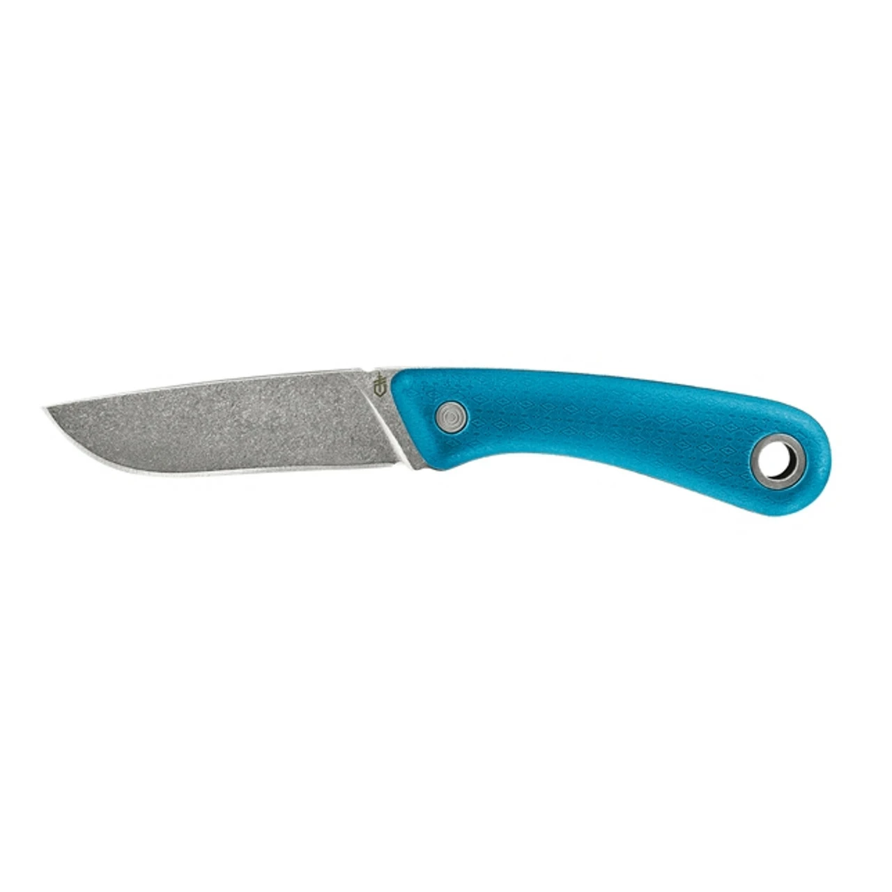GERBER Spine 3.75in Stonewash Drop Point Cyan Blue Rubberized Handle Fixed Blade Knife (30-001498) 3 GERBER Spine 3.75in Stonewash Drop Point Cyan Blue Rubberized Handle Fixed Blade Knife (30-001498)