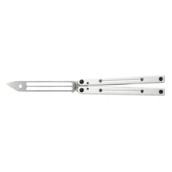 SQUID INDUSTRIES Squidtrainer V3.5 5.2in Stonewash Trainer Silver Aluminum Handle Training Butterfly Knife (SQUIDTRNRSLV)