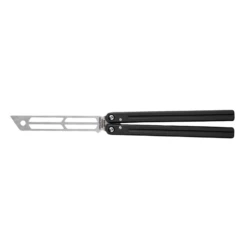 SQUID INDUSTRIES Triton V2 5.2in Stonewash Trainer Black Aluminum Handle Training Butterfly Knife (TRITONV2B)
