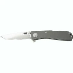 SOG Twitch II 2.65in Satin Drop Point Gray Aluminum Handle Assisted Folding Knife (TWI18-CP)