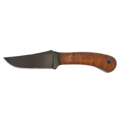 WINKLER KNIVES Blue Ridge Hunter 4in Black Trailing Point Maple Wood Handle Fixed Blade Knife With Brown Leather Sheath (WNK2G)
