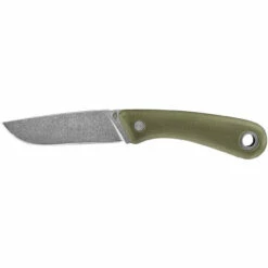 GERBER Spine 3.75in Stonewash Drop Point Sage Green Rubberized Handle Fixed Blade Knife Clamshell Pack (31-003424)