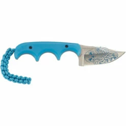 CRKT Minimalist Bowie Cthulu 2.1in Satin With Blue Cthulhu Clip Point Blue Glow-in-the-Dark GRN Handle Fixed Blade Knife (2387O) -THE BLADE BAR Sales httpsimages 1 35290.1648585867