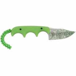 CRKT Minimalist Bowie Gears 2.1in Satin With Green Gears Clip Point Green Polypropylene Handle Fixed Blade Knife (2387G) -THE BLADE BAR Sales httpsimages 1 47022.1648484655