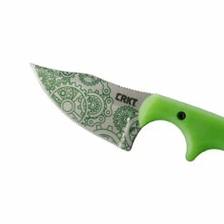 CRKT Minimalist Bowie Gears 2.1in Satin With Green Gears Clip Point Green Polypropylene Handle Fixed Blade Knife (2387G) -THE BLADE BAR Sales httpsimages 3 43314.1648484655
