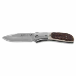 CRKT M4 02S 3.25in Satin Drop Point Stag Bone With Stainless Steel Bolsters Handle Spring Assisted Folding Knife (M4-02S)